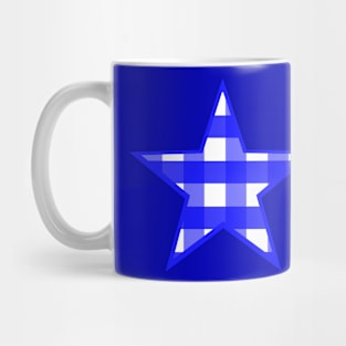 Cobalt Blue and White Buffalo Plaid Star Mug